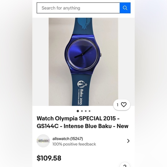 Swatch Blue Analog Watch. Baku 2015 Olympic Games Signature collectible watches - Picture 3 of 7